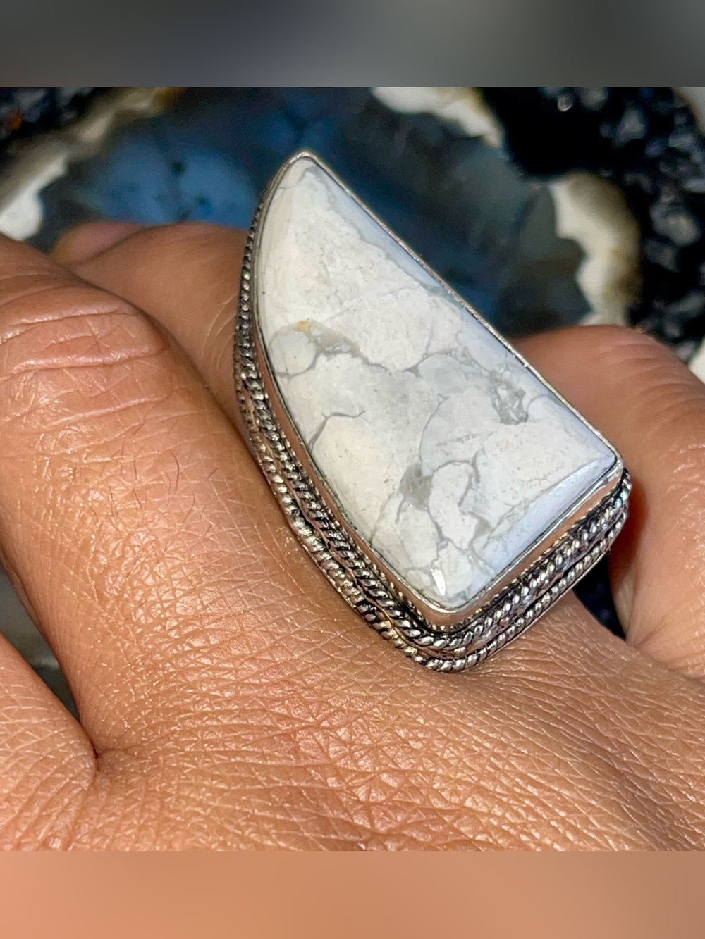 Howlite Ring Size 8 1/4